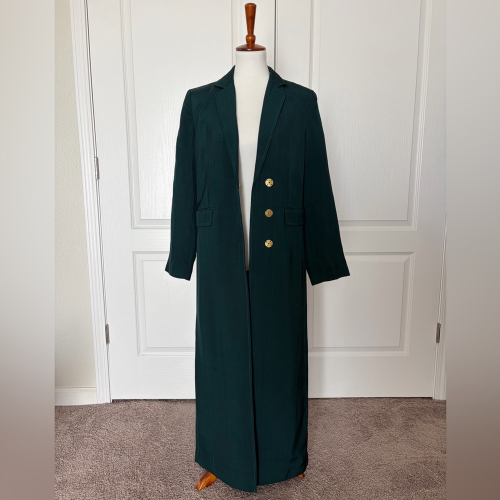 Cult Gaia Everest Longline Coat Jacket Dark Seamoss Green - Picture 4 of 9
